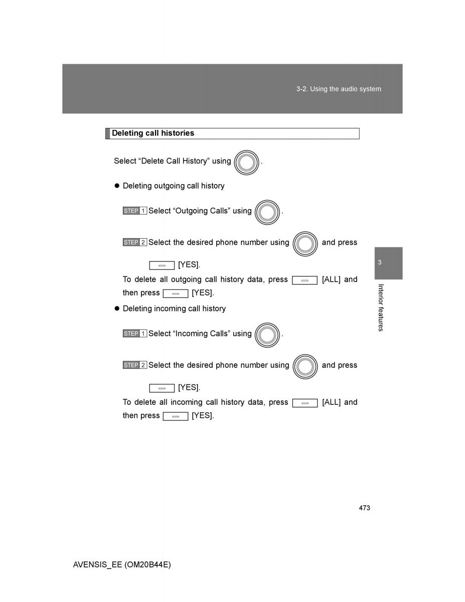 Toyota Avensis III 3 owners manual / page 473