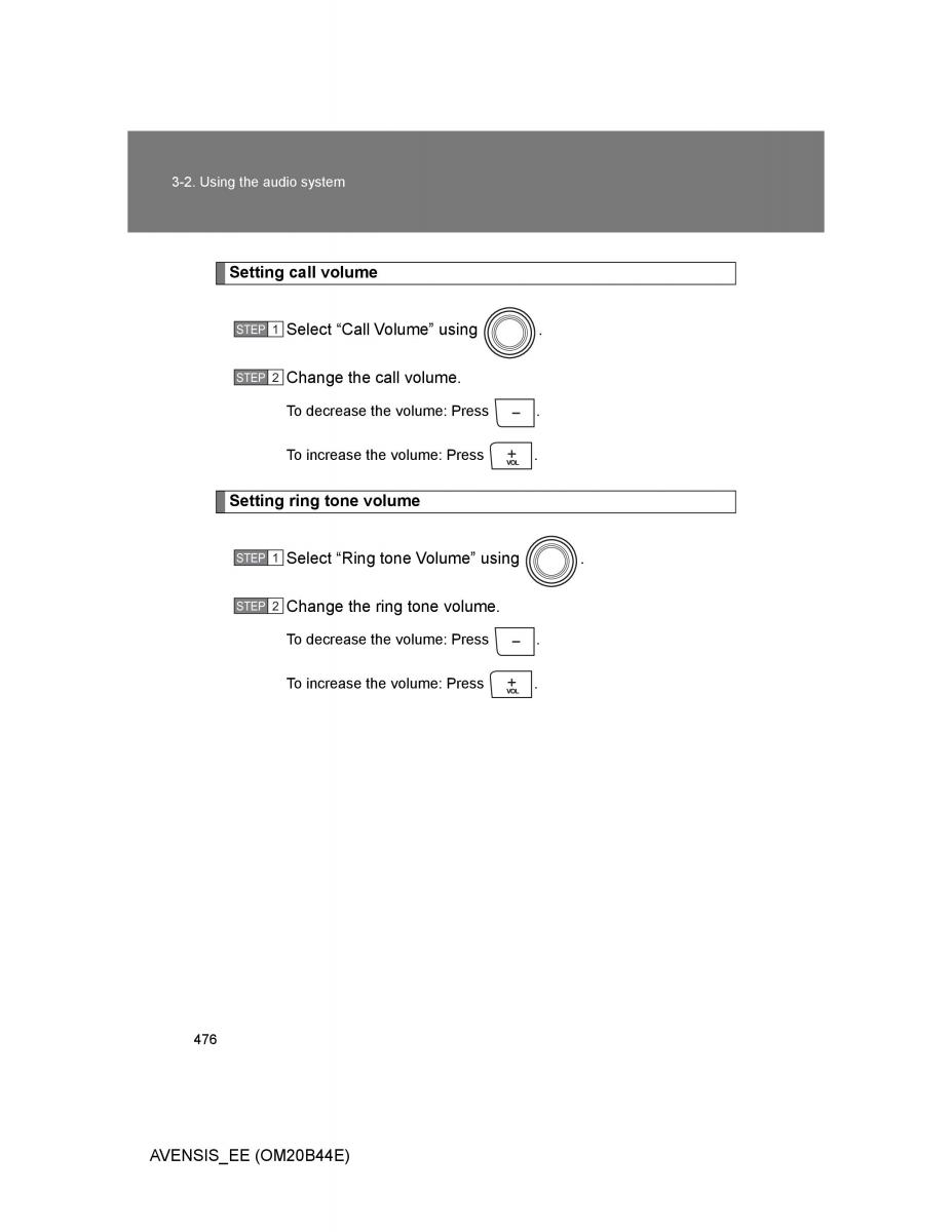 Toyota Avensis III 3 owners manual / page 476