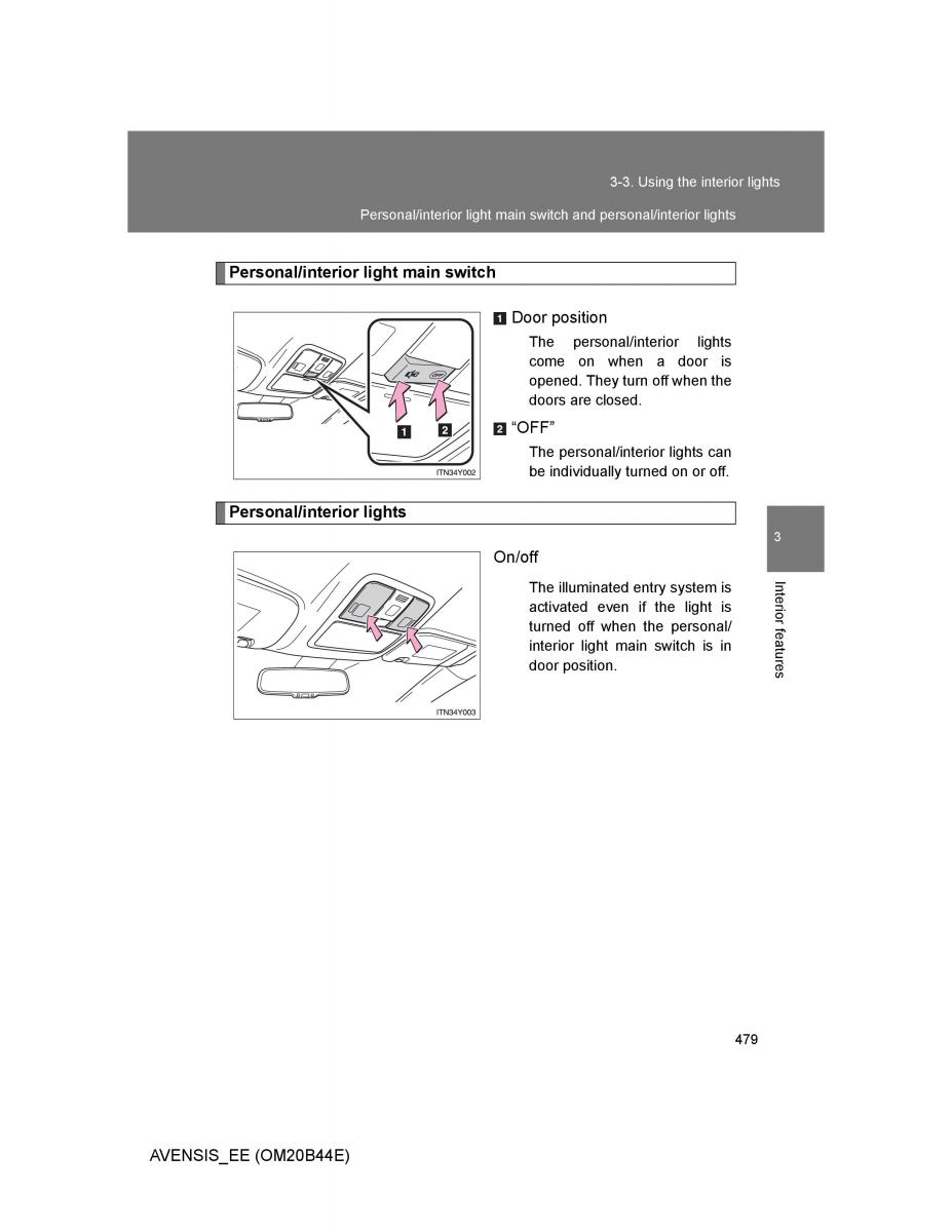 Toyota Avensis III 3 owners manual / page 479