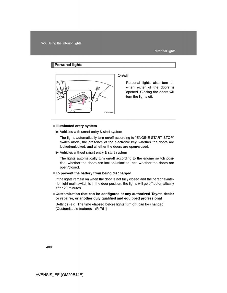 Toyota Avensis III 3 owners manual / page 480