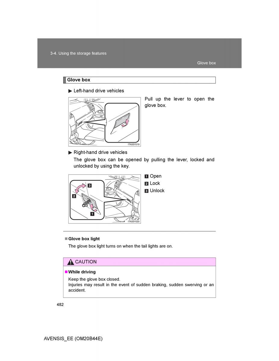 Toyota Avensis III 3 owners manual / page 482