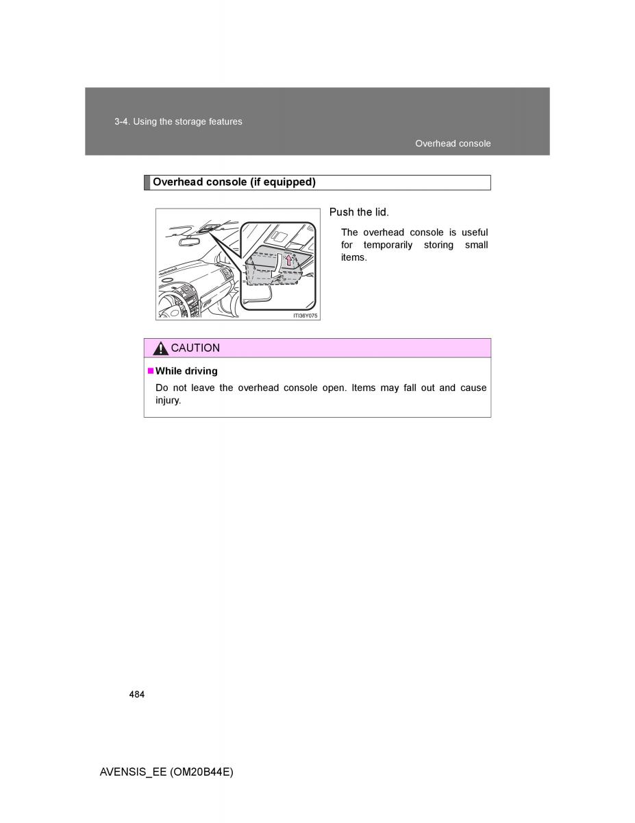 Toyota Avensis III 3 owners manual / page 484