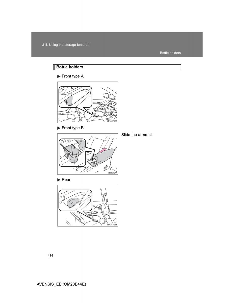 Toyota Avensis III 3 owners manual / page 486