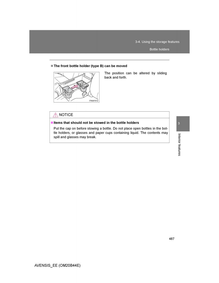 Toyota Avensis III 3 owners manual / page 487