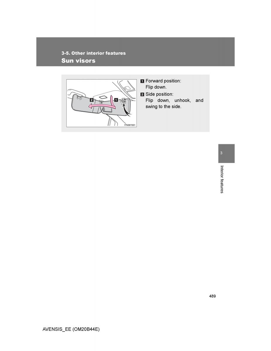 Toyota Avensis III 3 owners manual / page 489