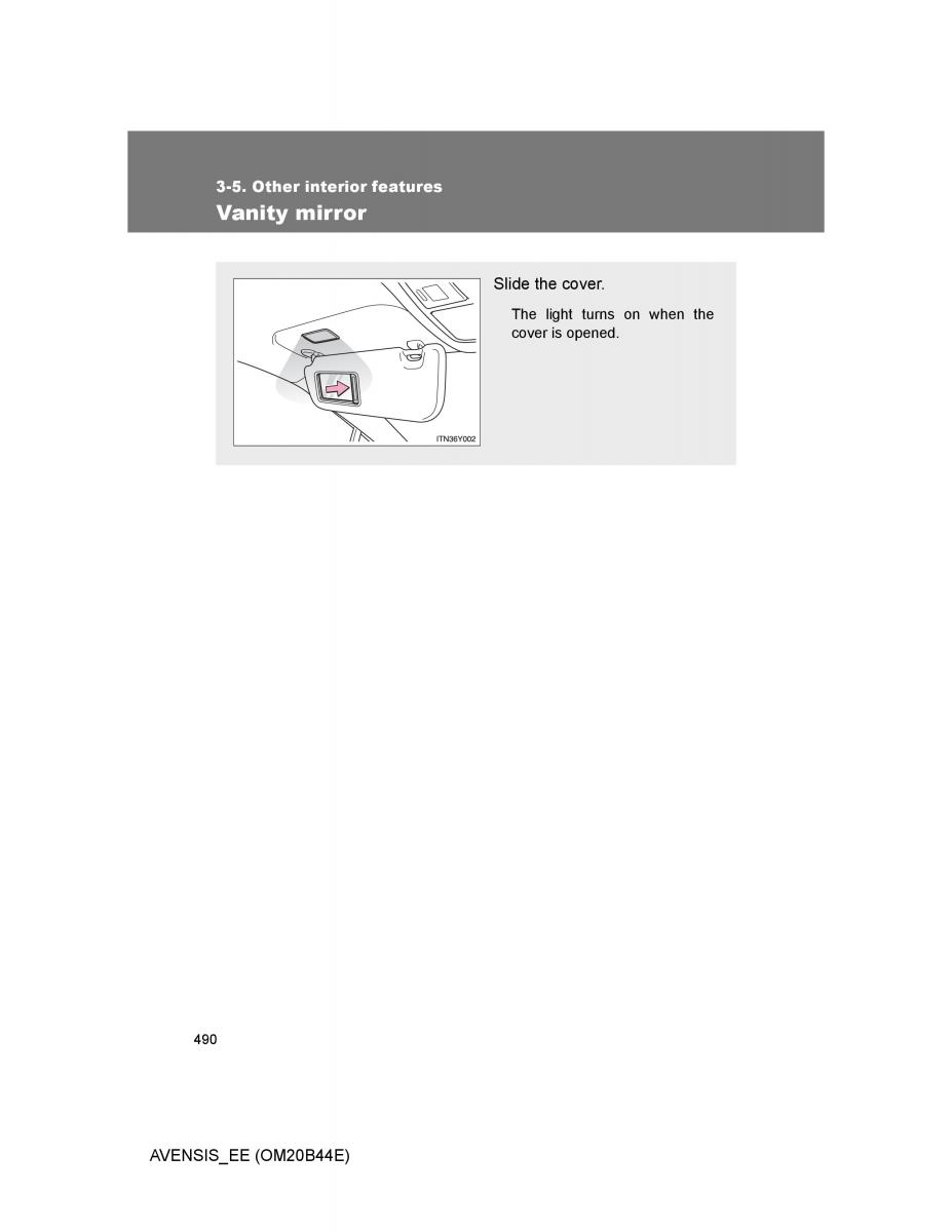 Toyota Avensis III 3 owners manual / page 490