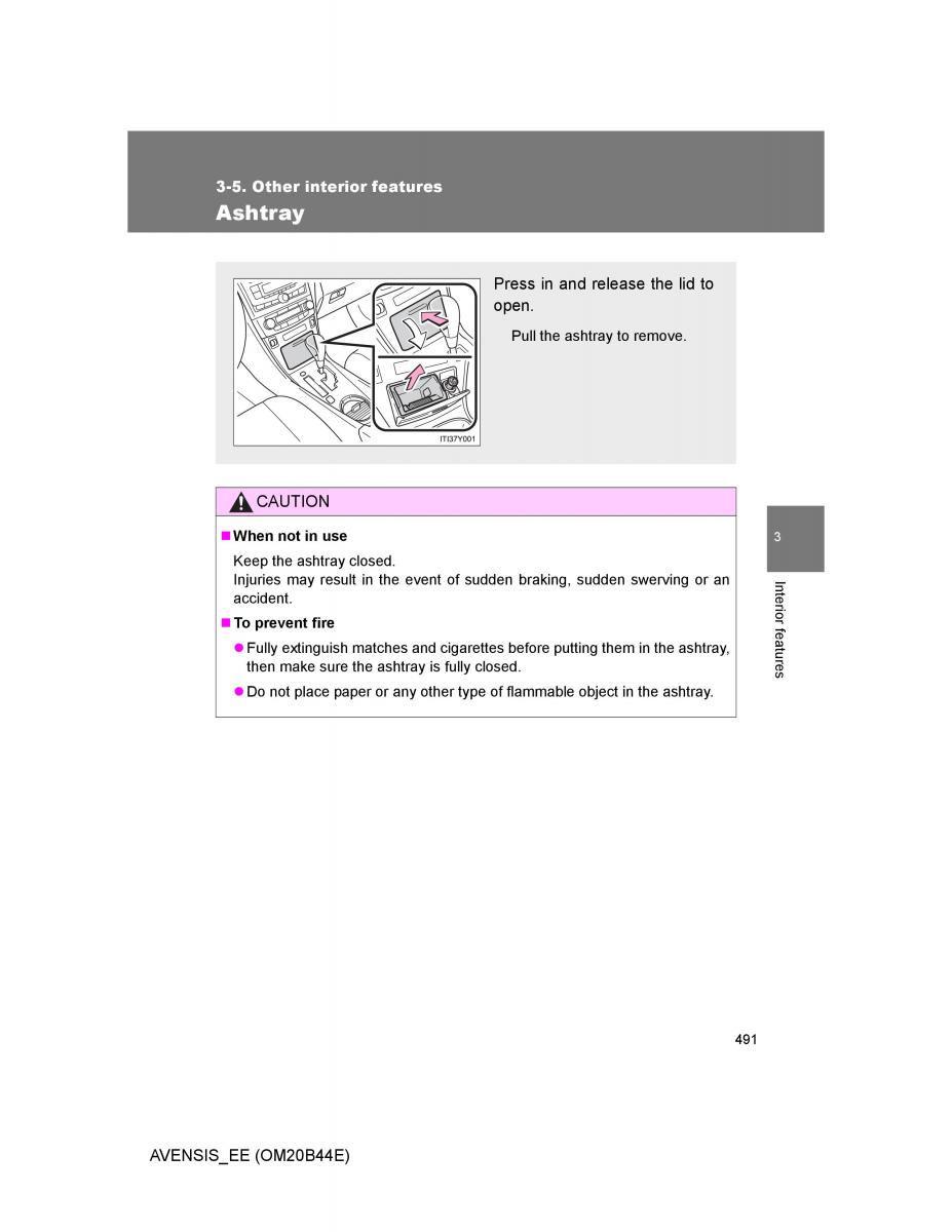 Toyota Avensis III 3 owners manual / page 491