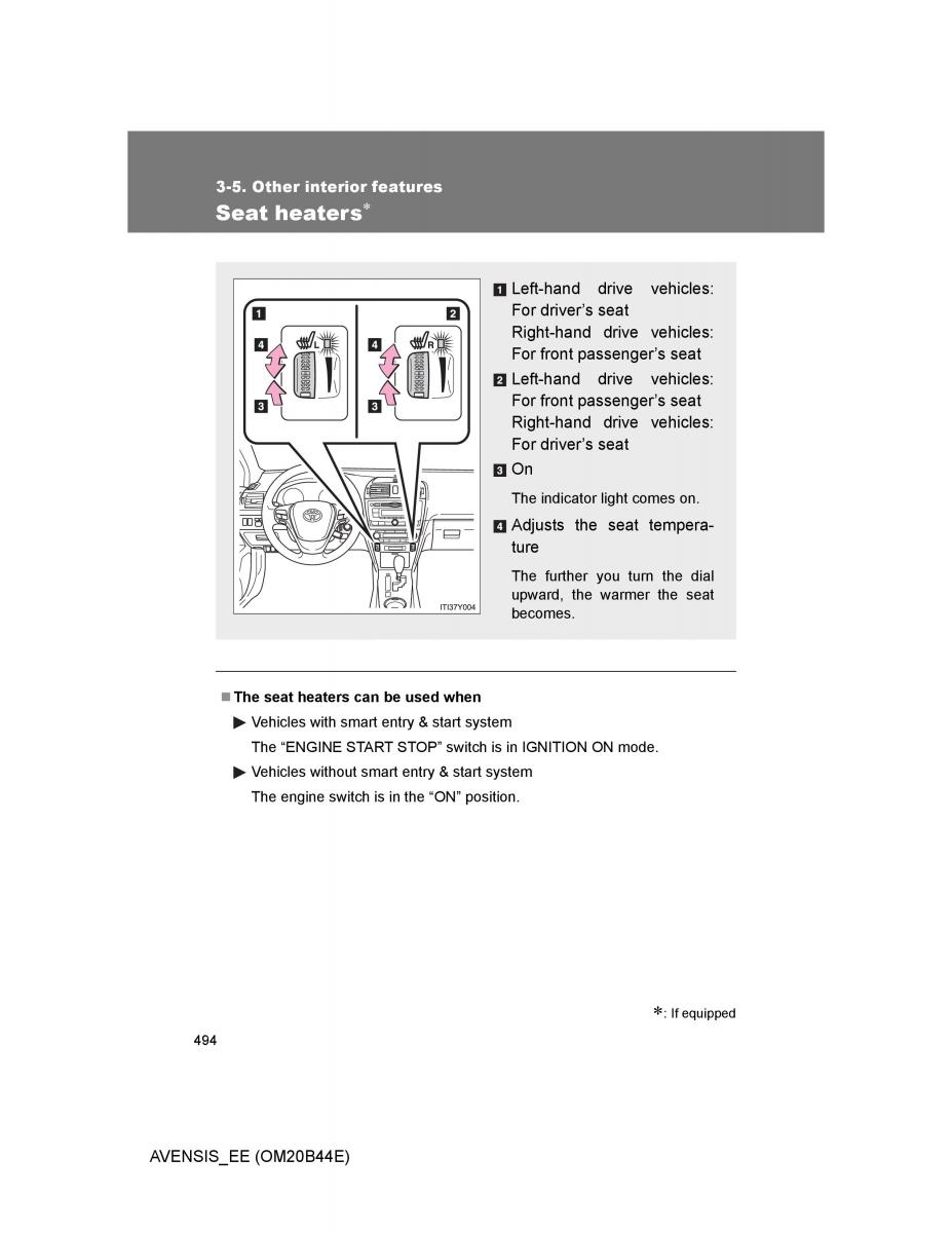 Toyota Avensis III 3 owners manual / page 494