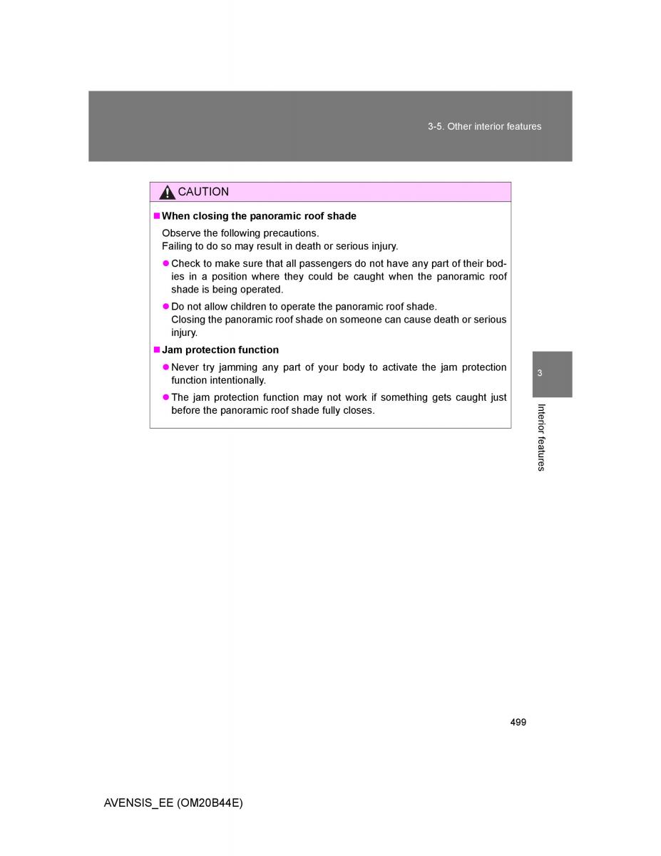 Toyota Avensis III 3 owners manual / page 499