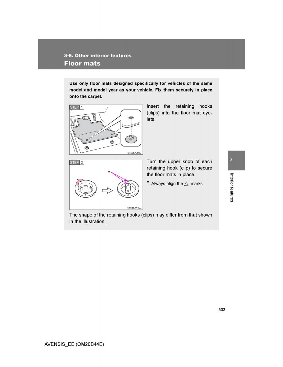 Toyota Avensis III 3 owners manual / page 503