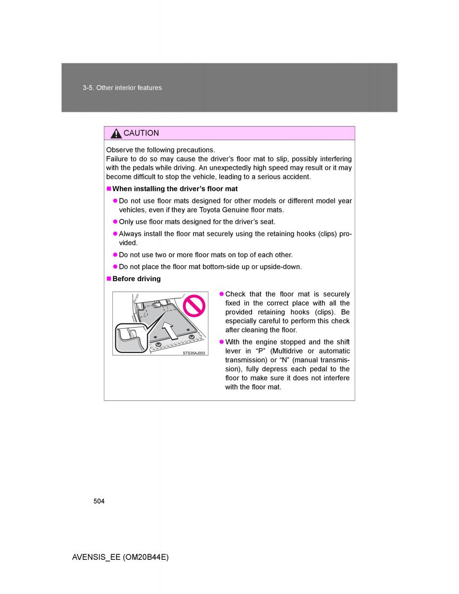 Toyota Avensis III 3 owners manual / page 504