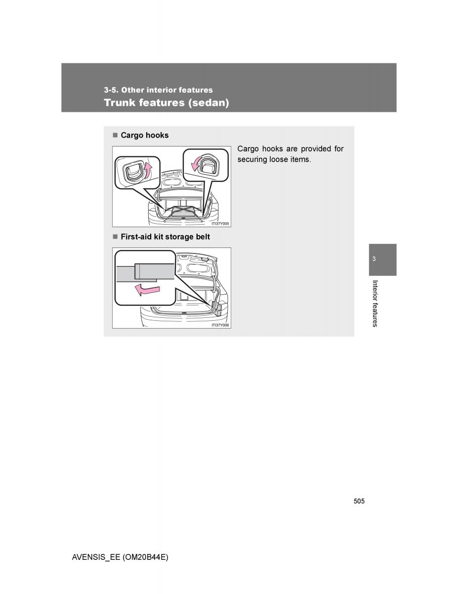 Toyota Avensis III 3 owners manual / page 505