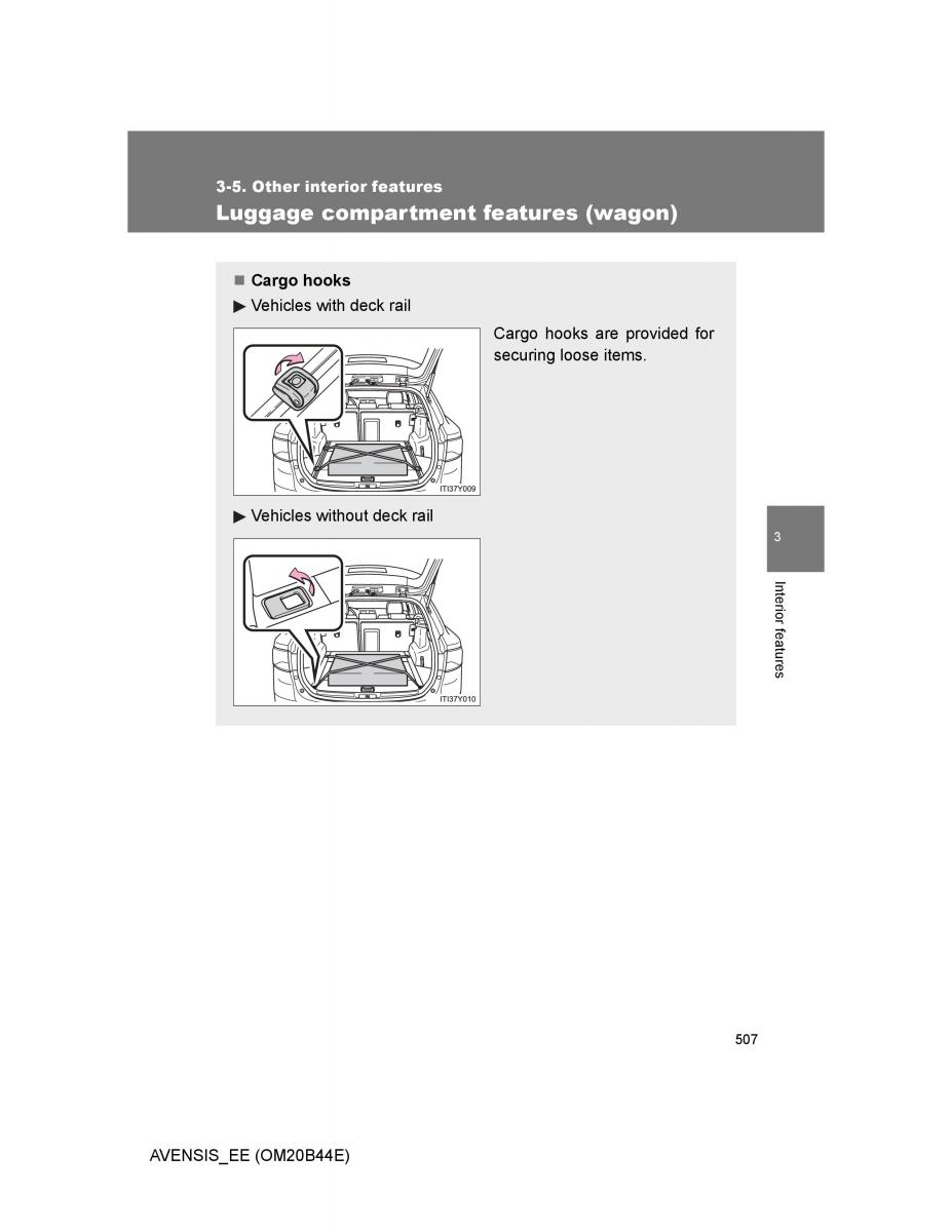 Toyota Avensis III 3 owners manual / page 507