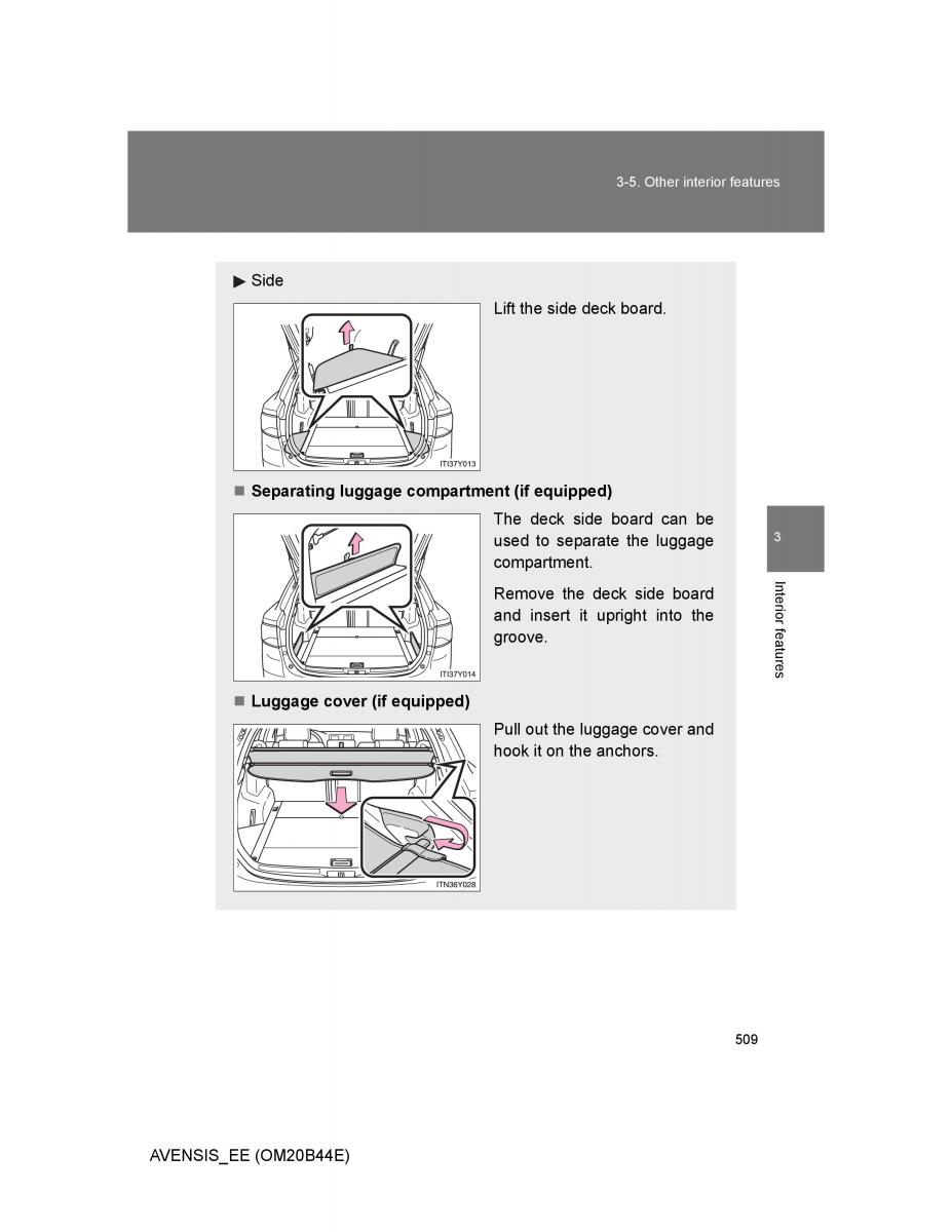 Toyota Avensis III 3 owners manual / page 509