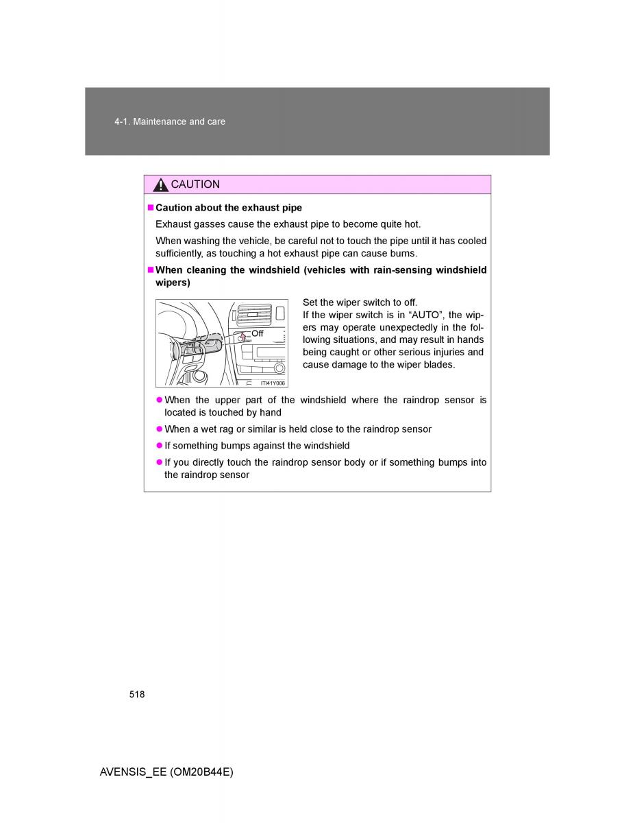 Toyota Avensis III 3 owners manual / page 518