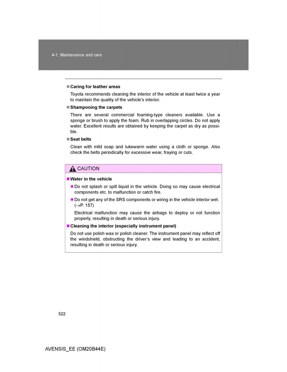 Toyota Avensis III 3 owners manual / page 522