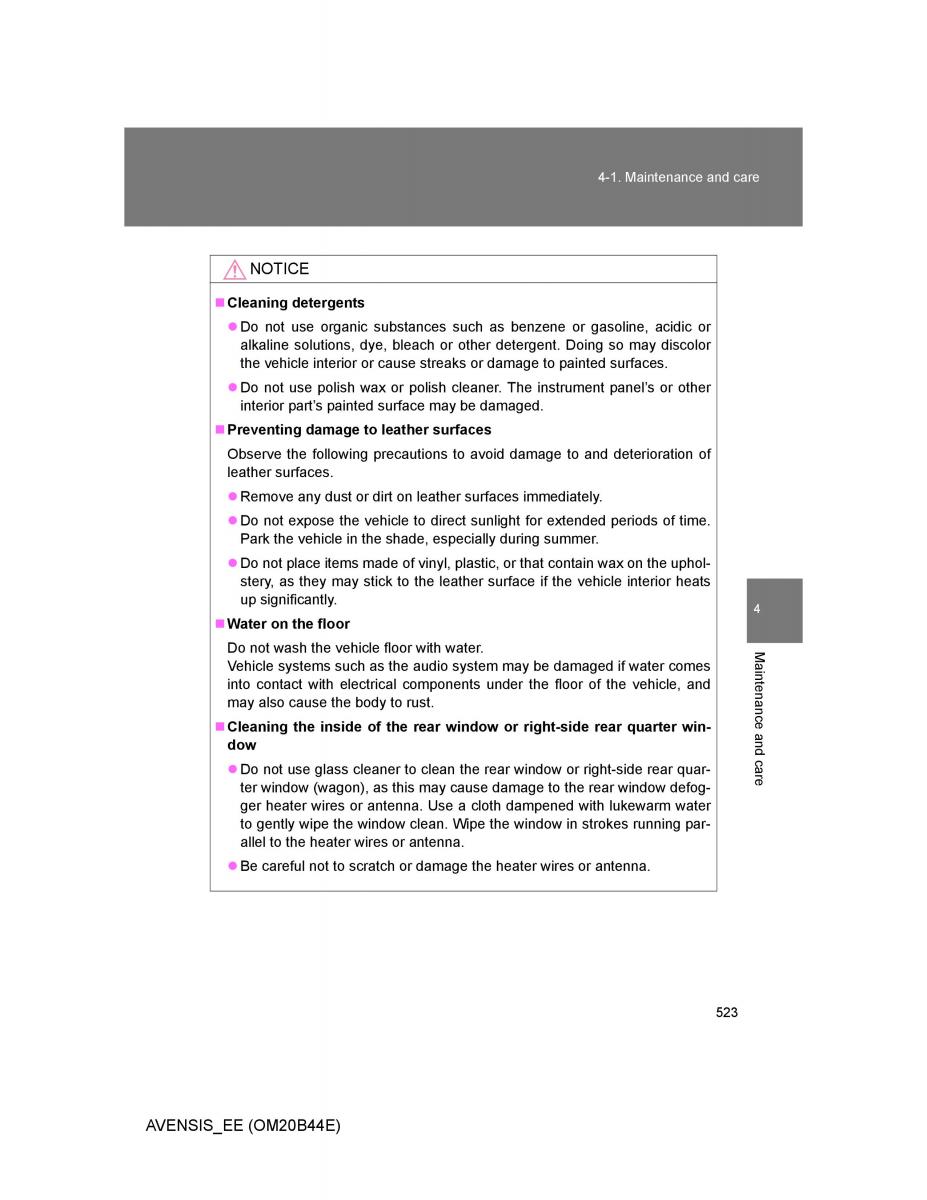 Toyota Avensis III 3 owners manual / page 523