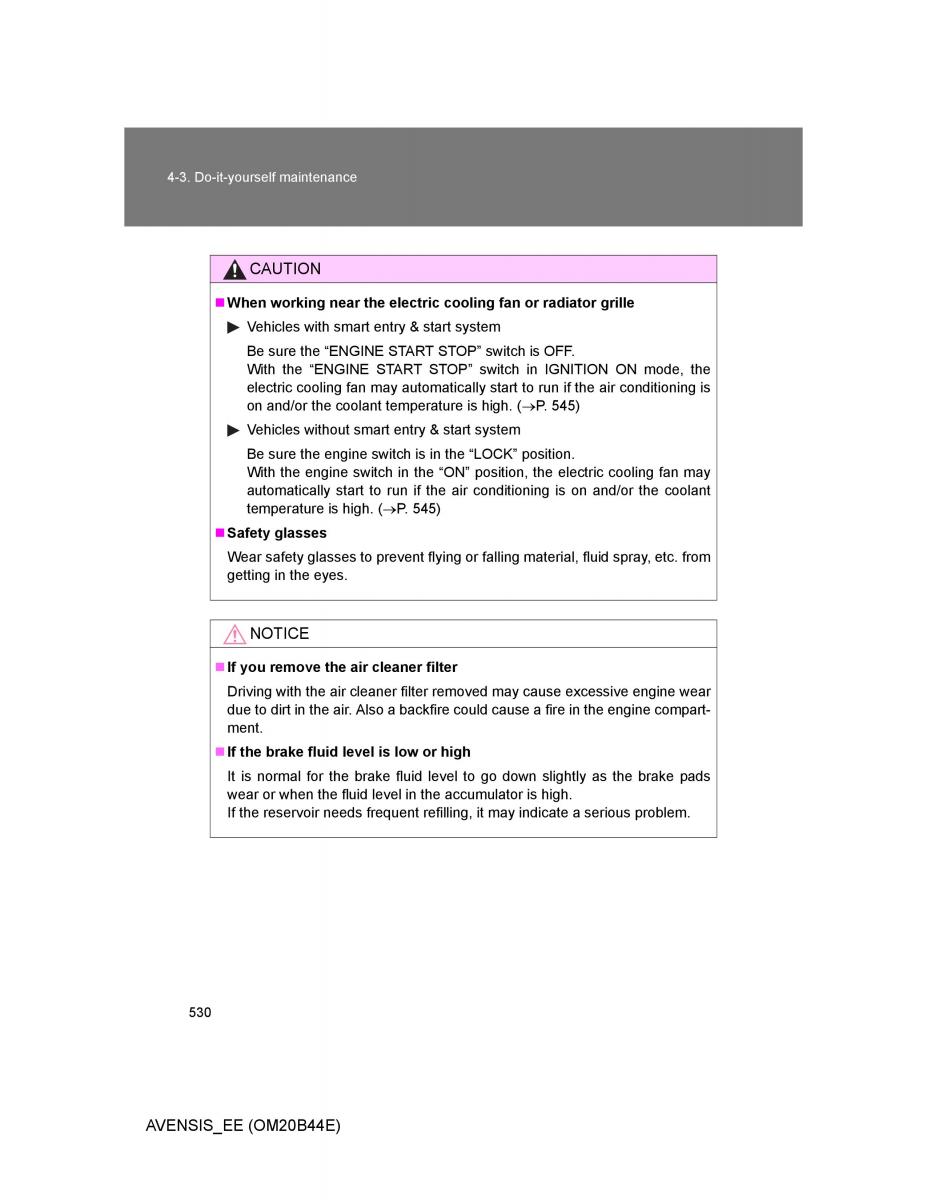 Toyota Avensis III 3 owners manual / page 530