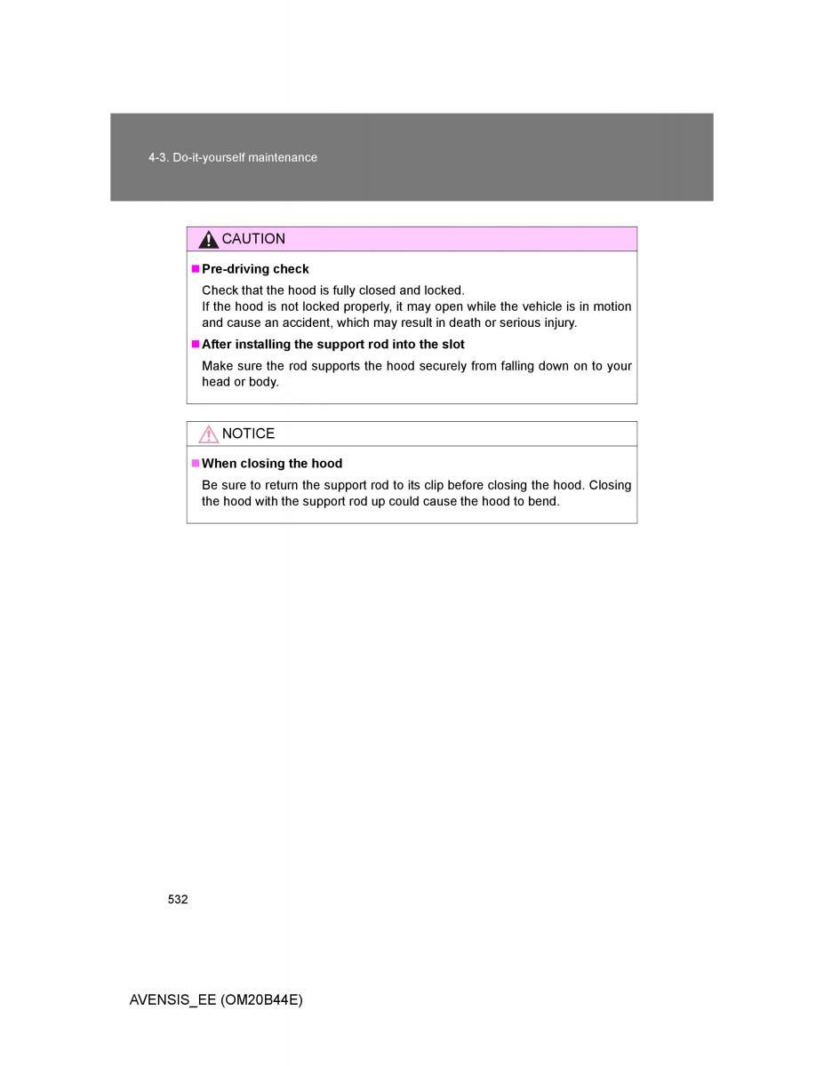 Toyota Avensis III 3 owners manual / page 532