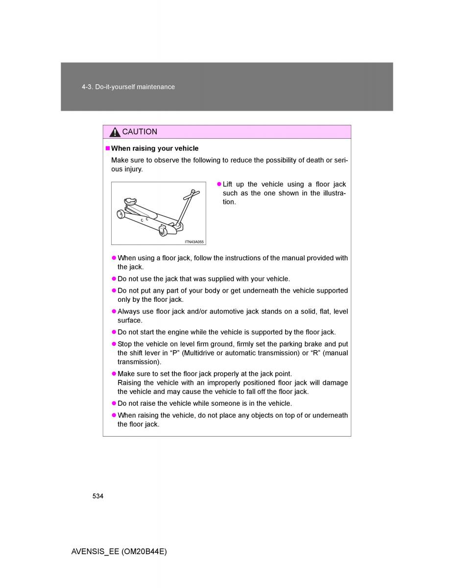 Toyota Avensis III 3 owners manual / page 534