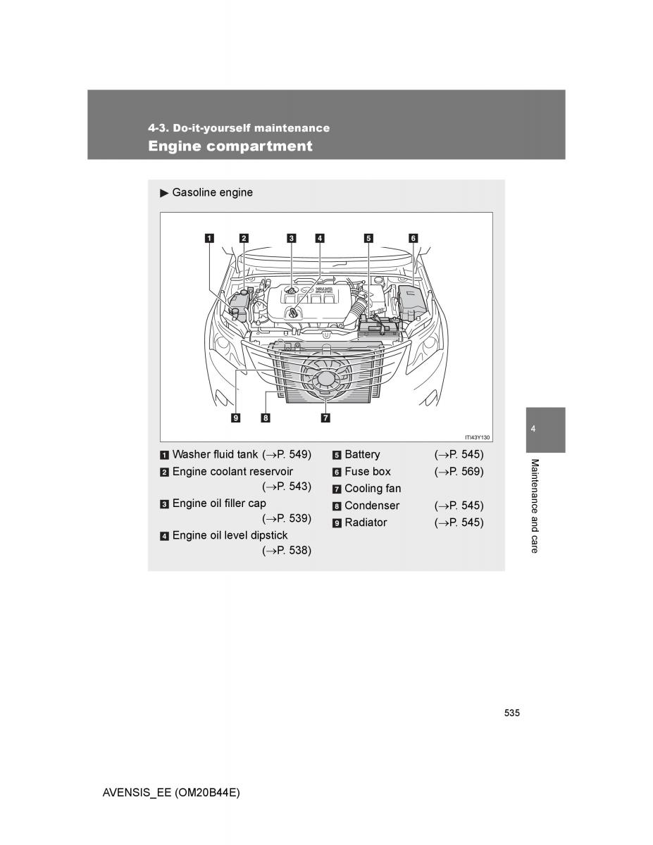 Toyota Avensis III 3 owners manual / page 535