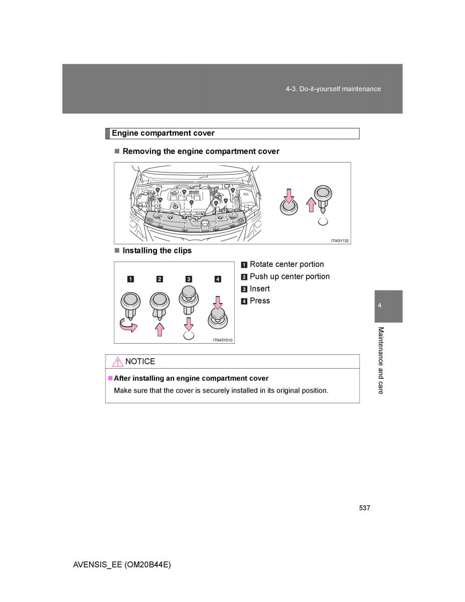 Toyota Avensis III 3 owners manual / page 537