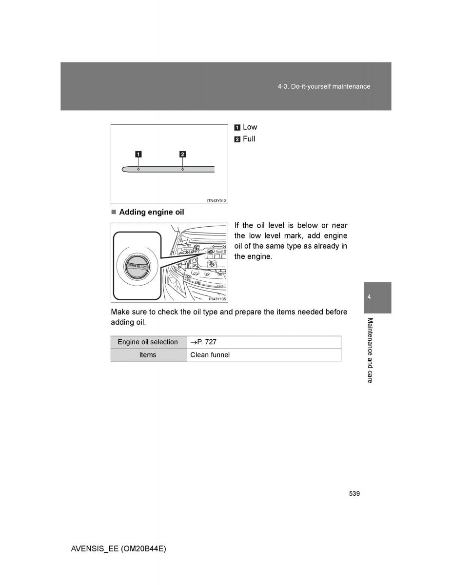 Toyota Avensis III 3 owners manual / page 539