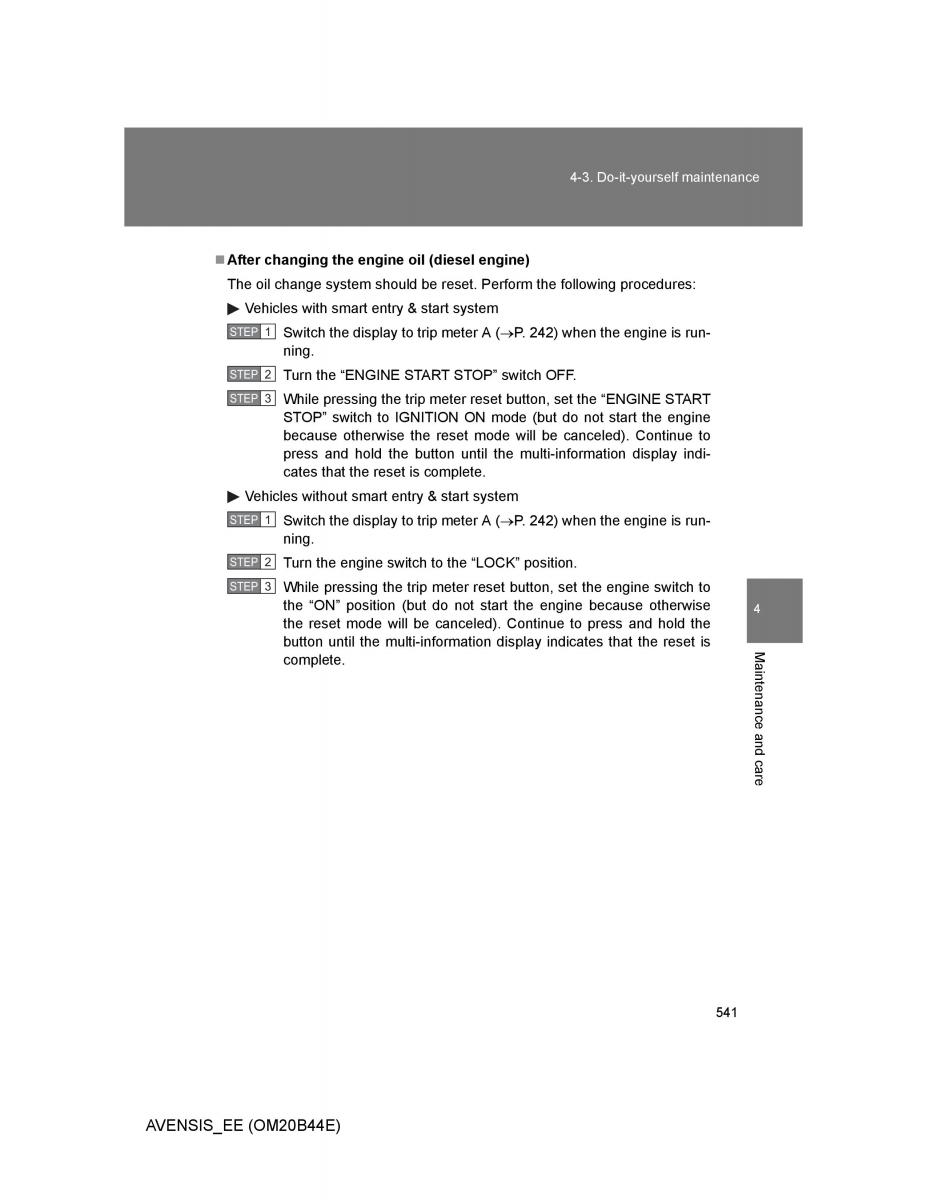 Toyota Avensis III 3 owners manual / page 541