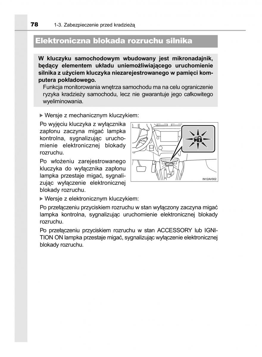 Toyota Avensis IV 4 instrukcja obslugi / page 78