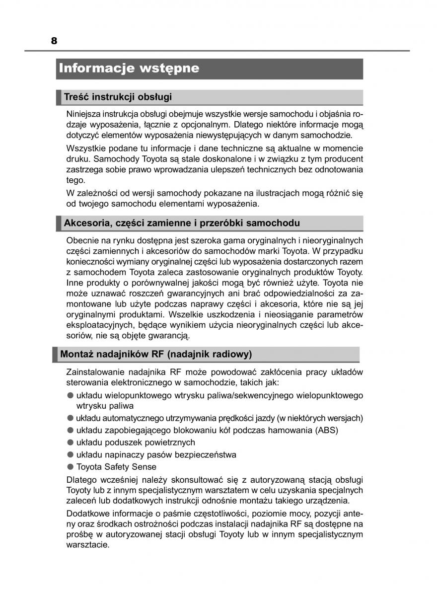 Toyota Avensis IV 4 instrukcja obslugi / page 8