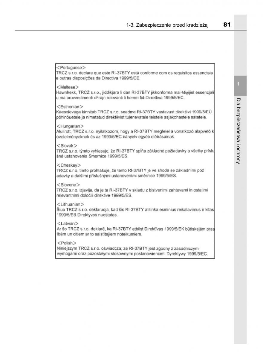 Toyota Avensis IV 4 instrukcja obslugi / page 81