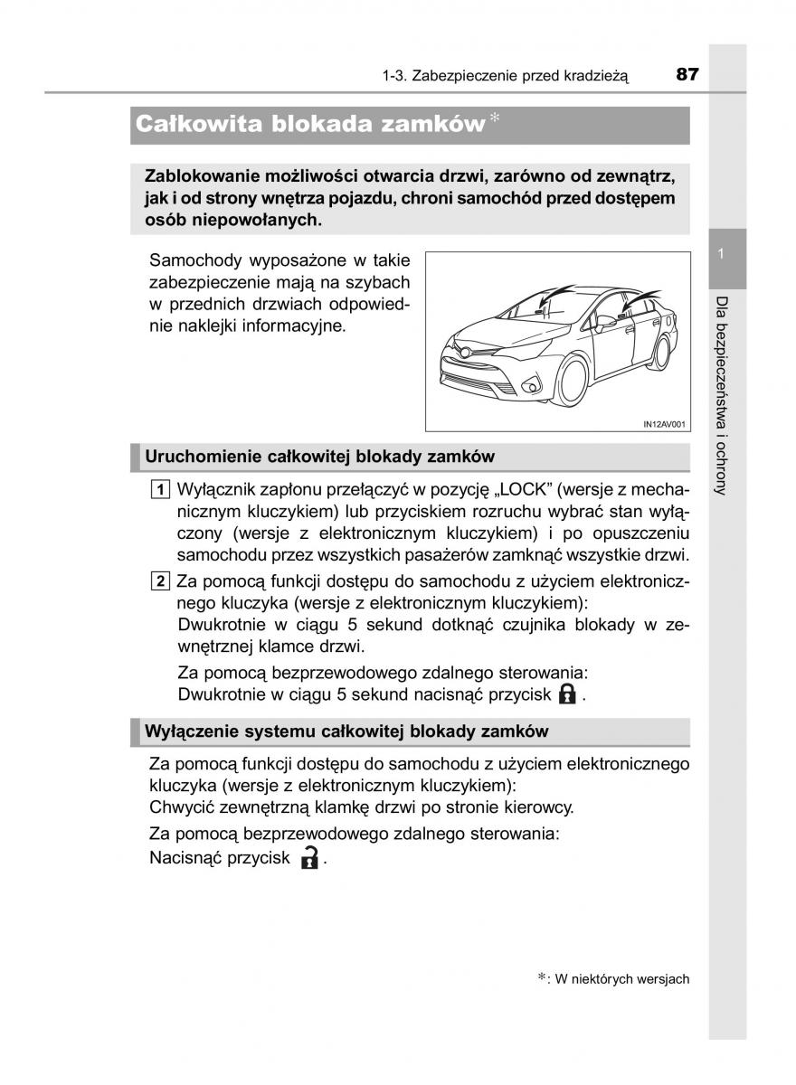 Toyota Avensis IV 4 instrukcja obslugi / page 87