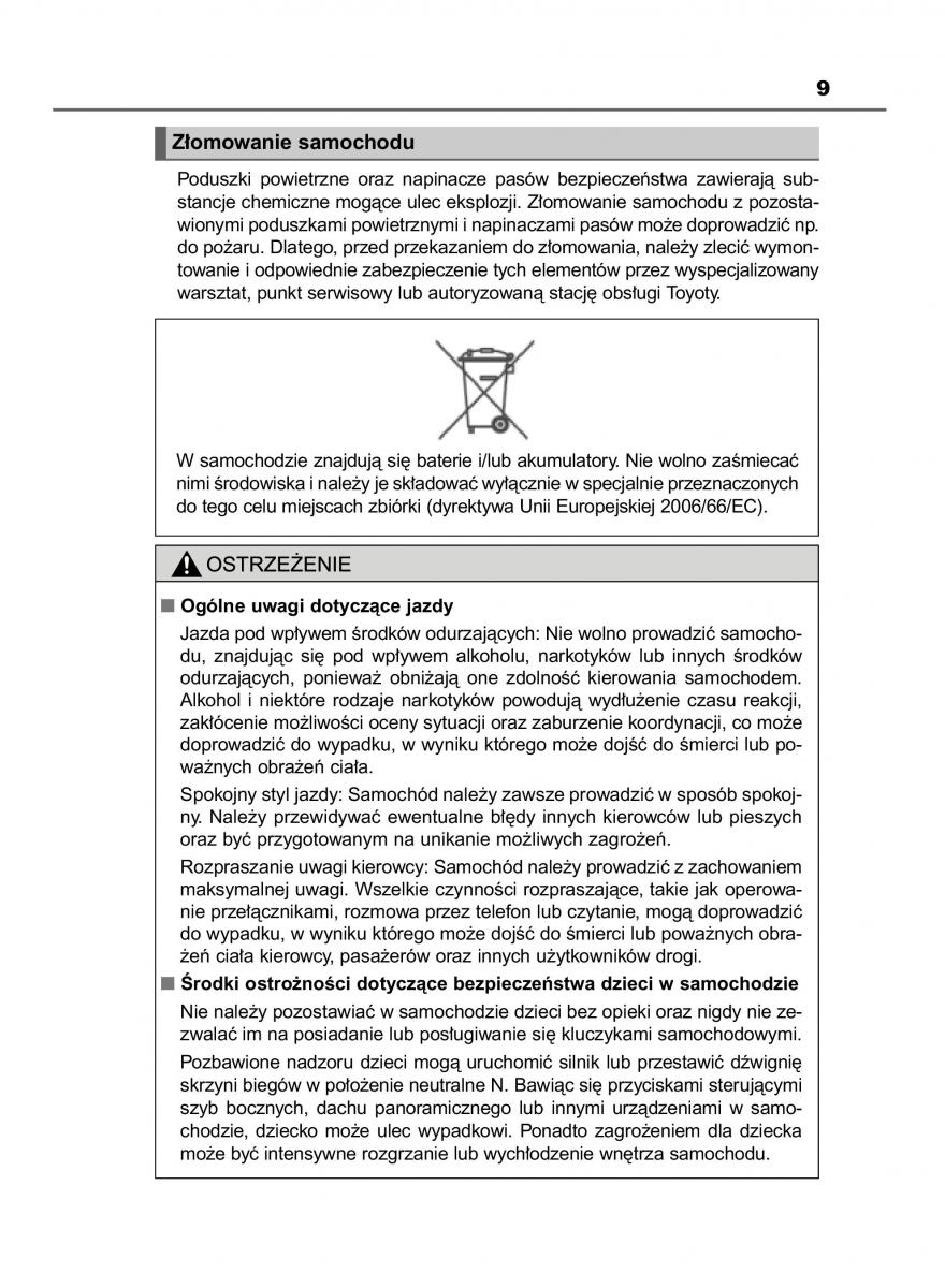 Toyota Avensis IV 4 instrukcja obslugi / page 9