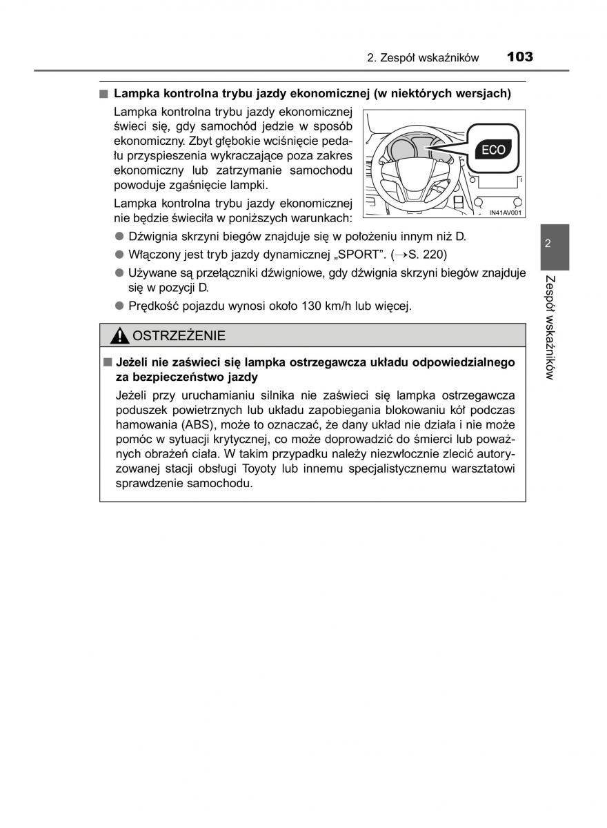 Toyota Avensis IV 4 instrukcja obslugi / page 103