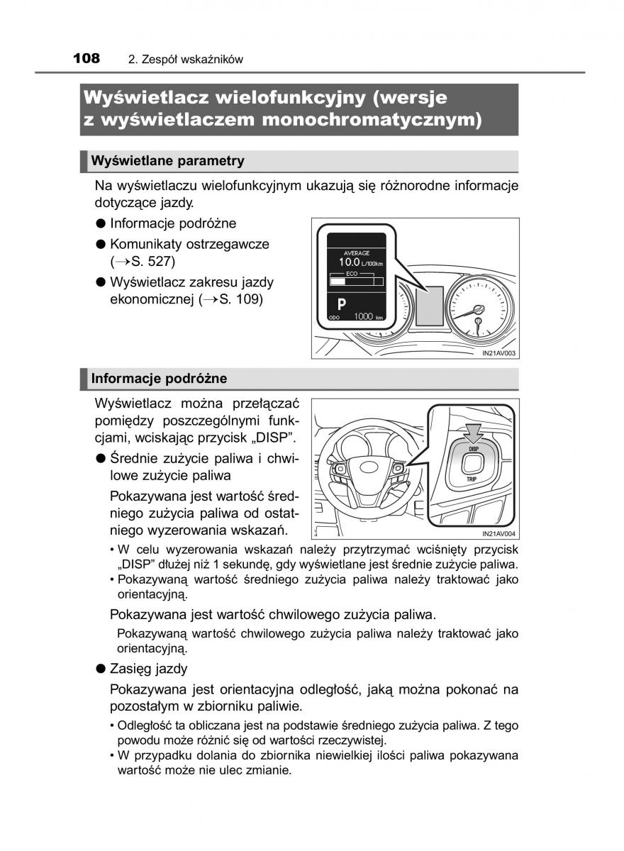 Toyota Avensis IV 4 instrukcja obslugi / page 108