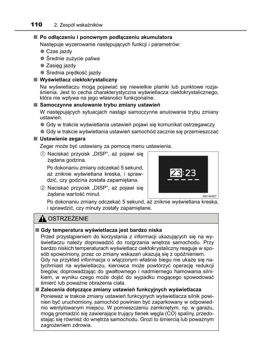 Toyota Avensis IV 4 instrukcja obslugi / page 110