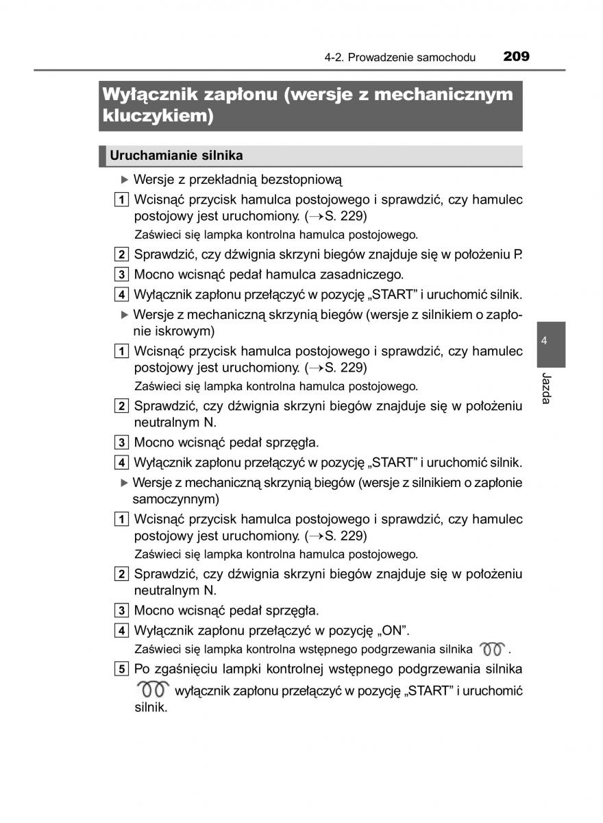 Toyota Avensis IV 4 instrukcja obslugi / page 209