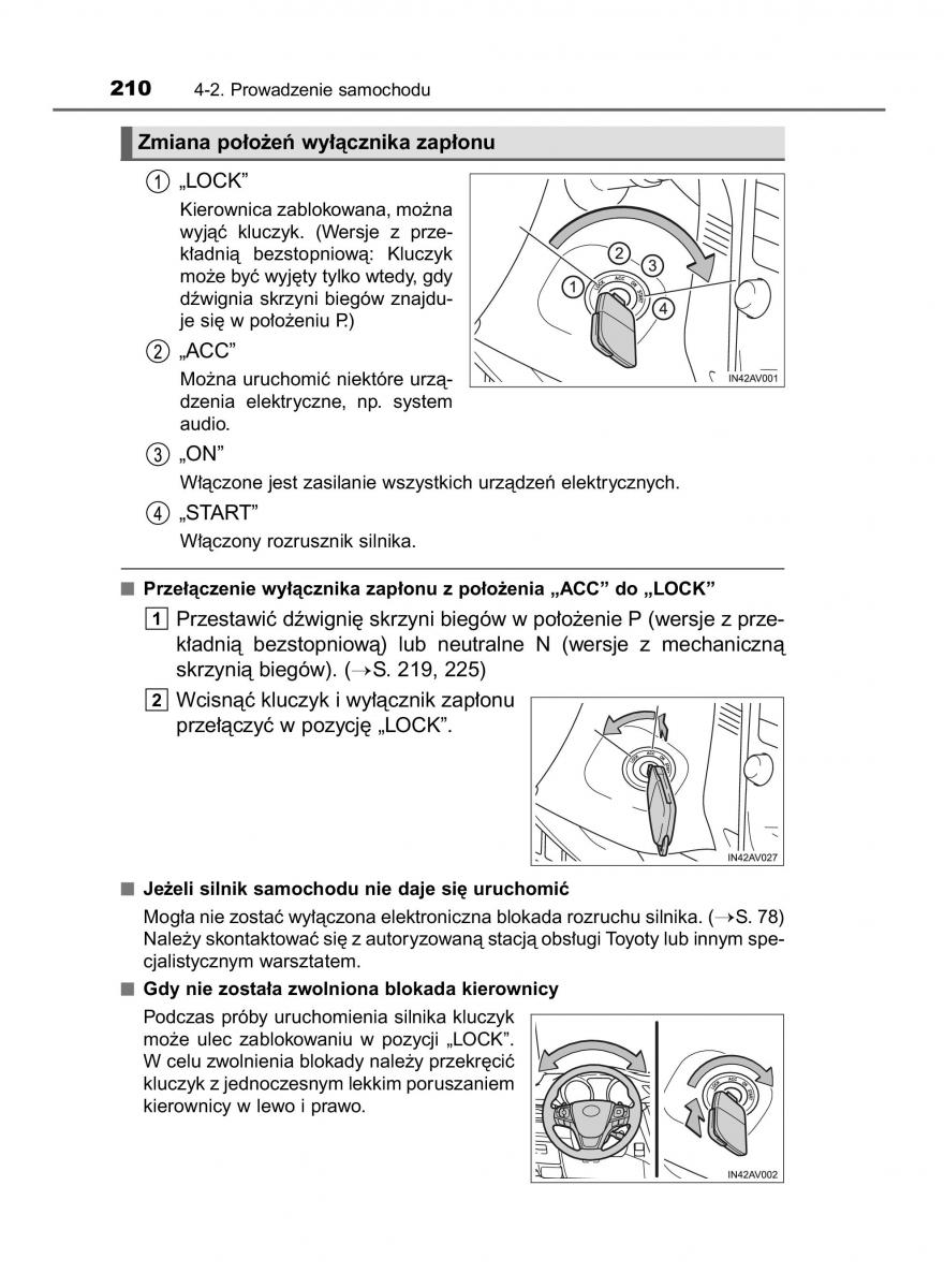 Toyota Avensis IV 4 instrukcja obslugi / page 210