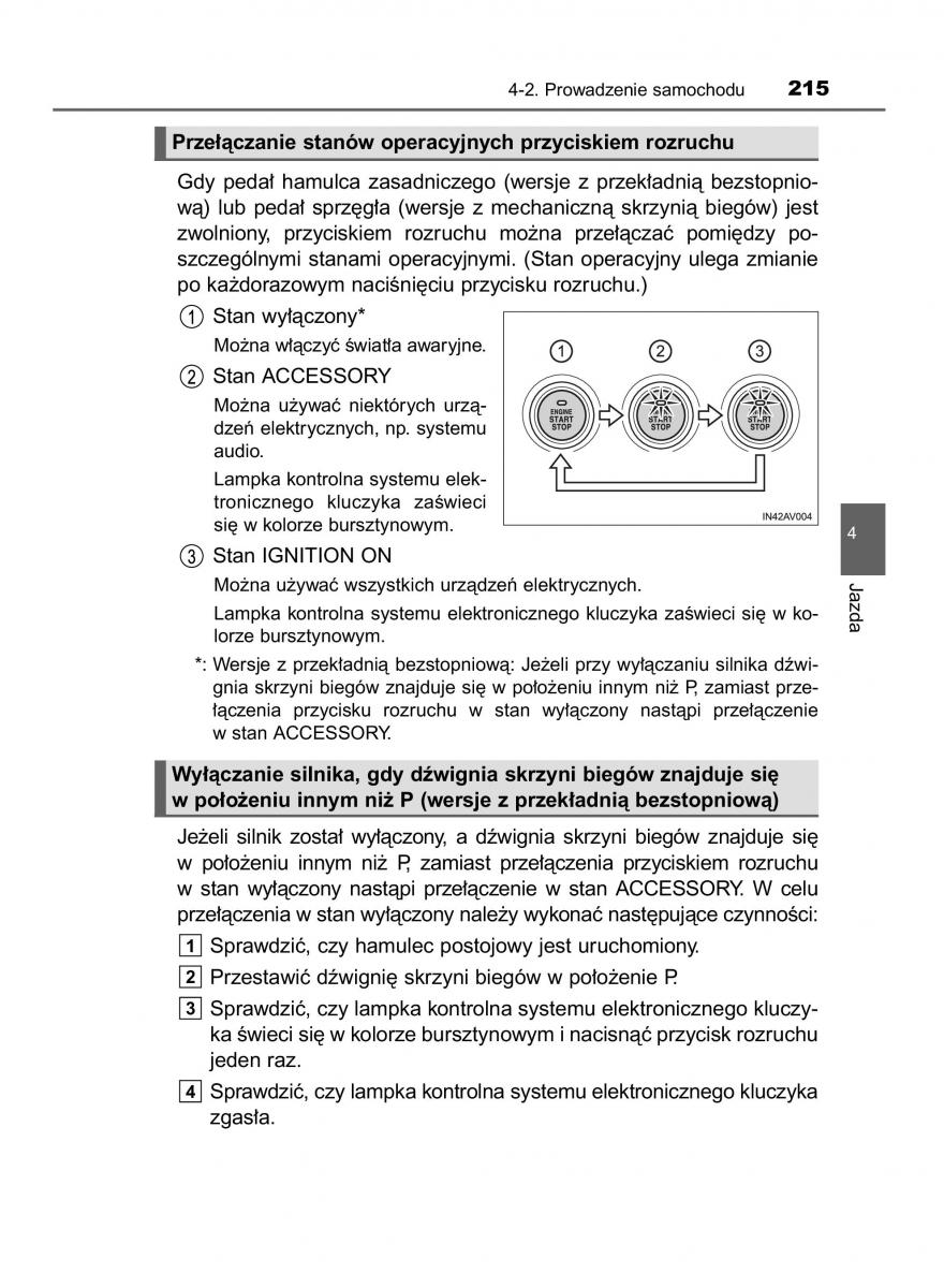 Toyota Avensis IV 4 instrukcja obslugi / page 215