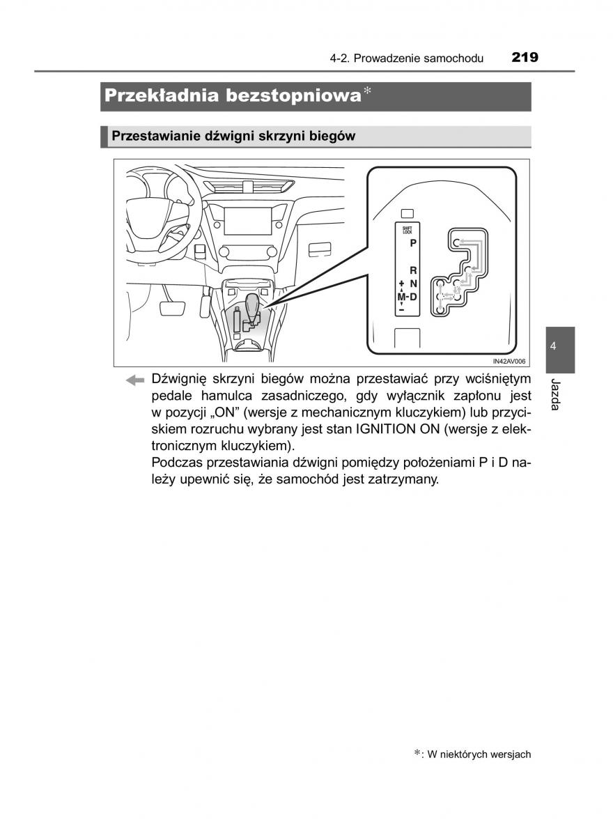 Toyota Avensis IV 4 instrukcja obslugi / page 219