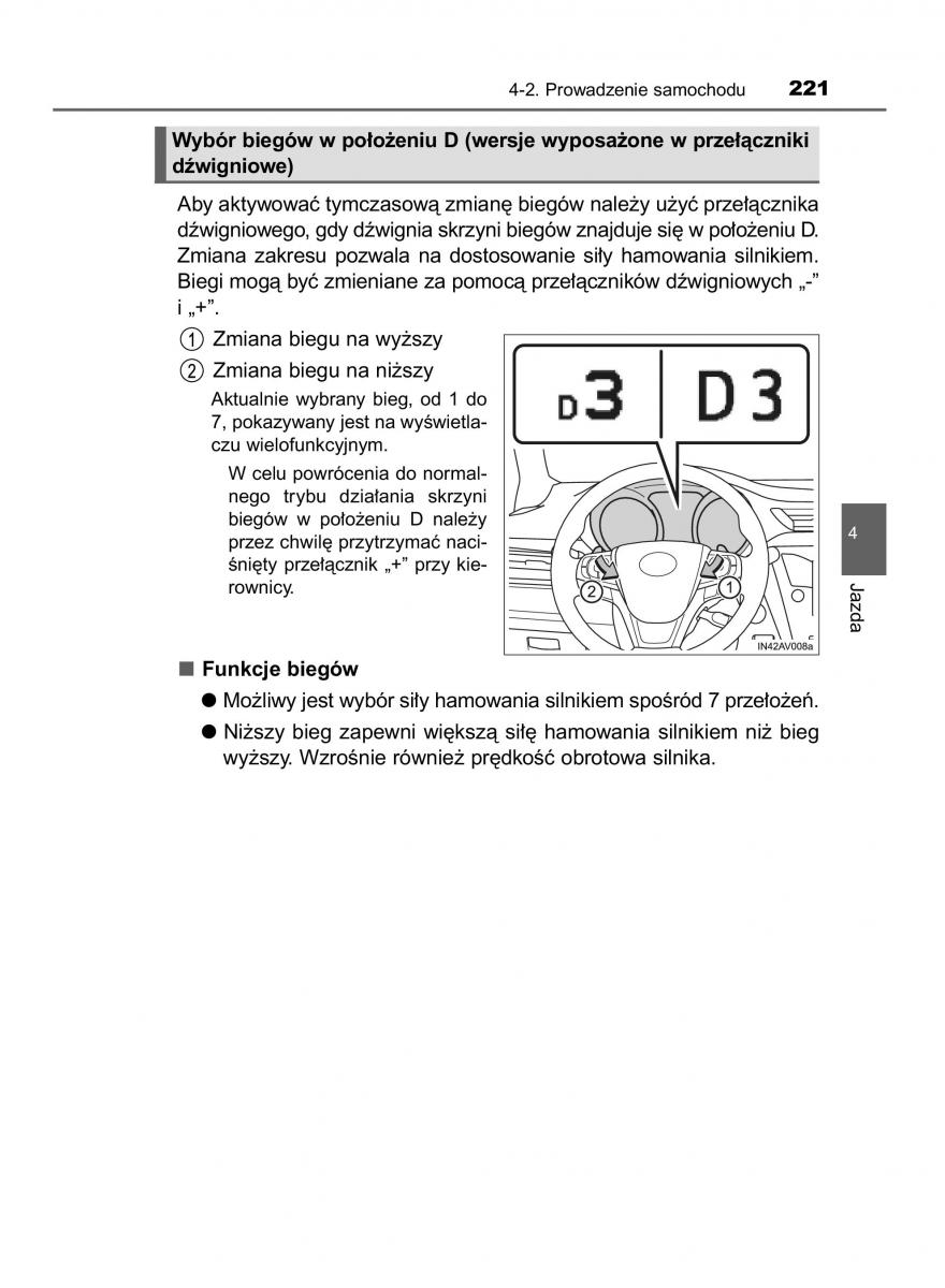 Toyota Avensis IV 4 instrukcja obslugi / page 221