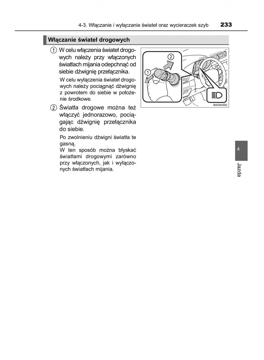 Toyota Avensis IV 4 instrukcja obslugi / page 233