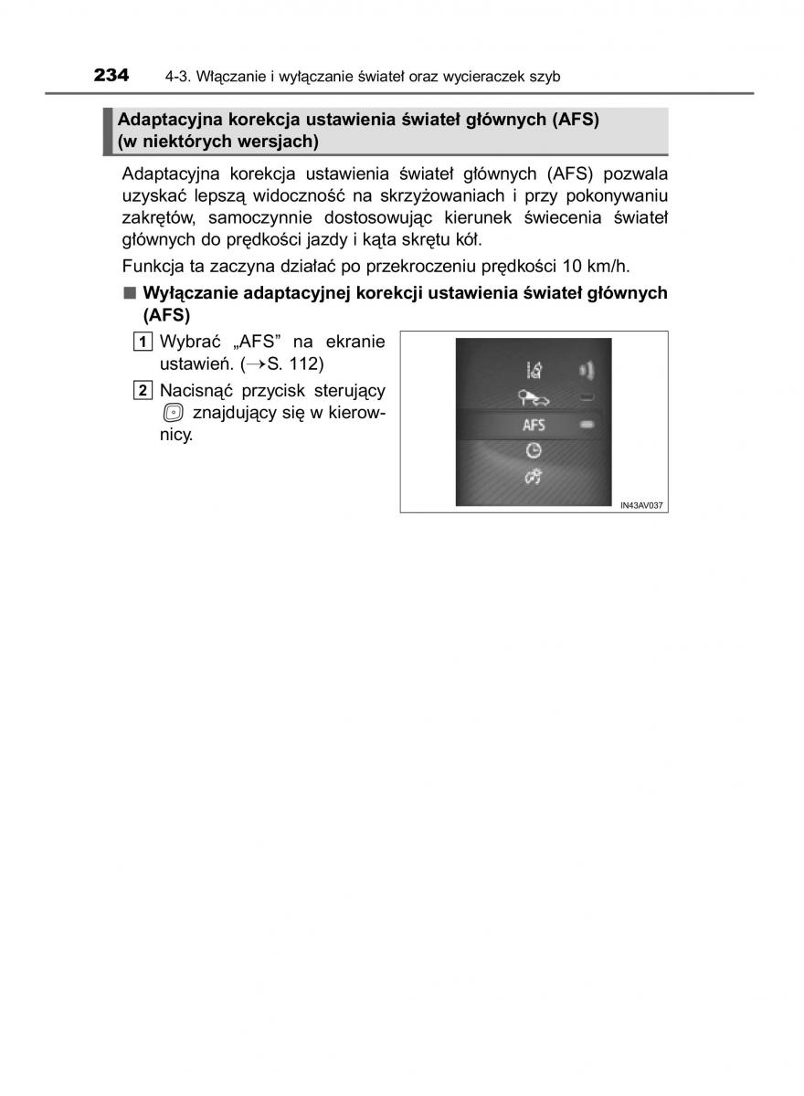 Toyota Avensis IV 4 instrukcja obslugi / page 234