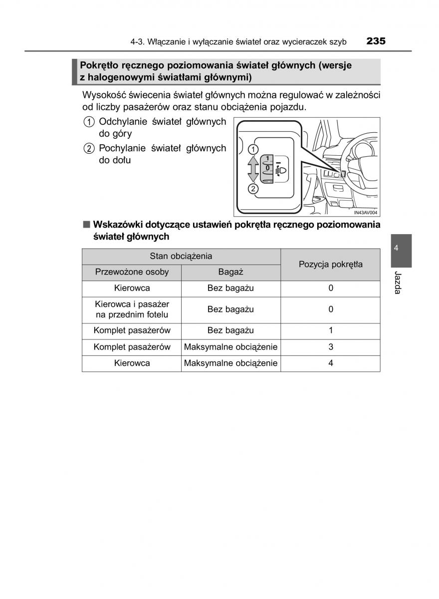 Toyota Avensis IV 4 instrukcja obslugi / page 235