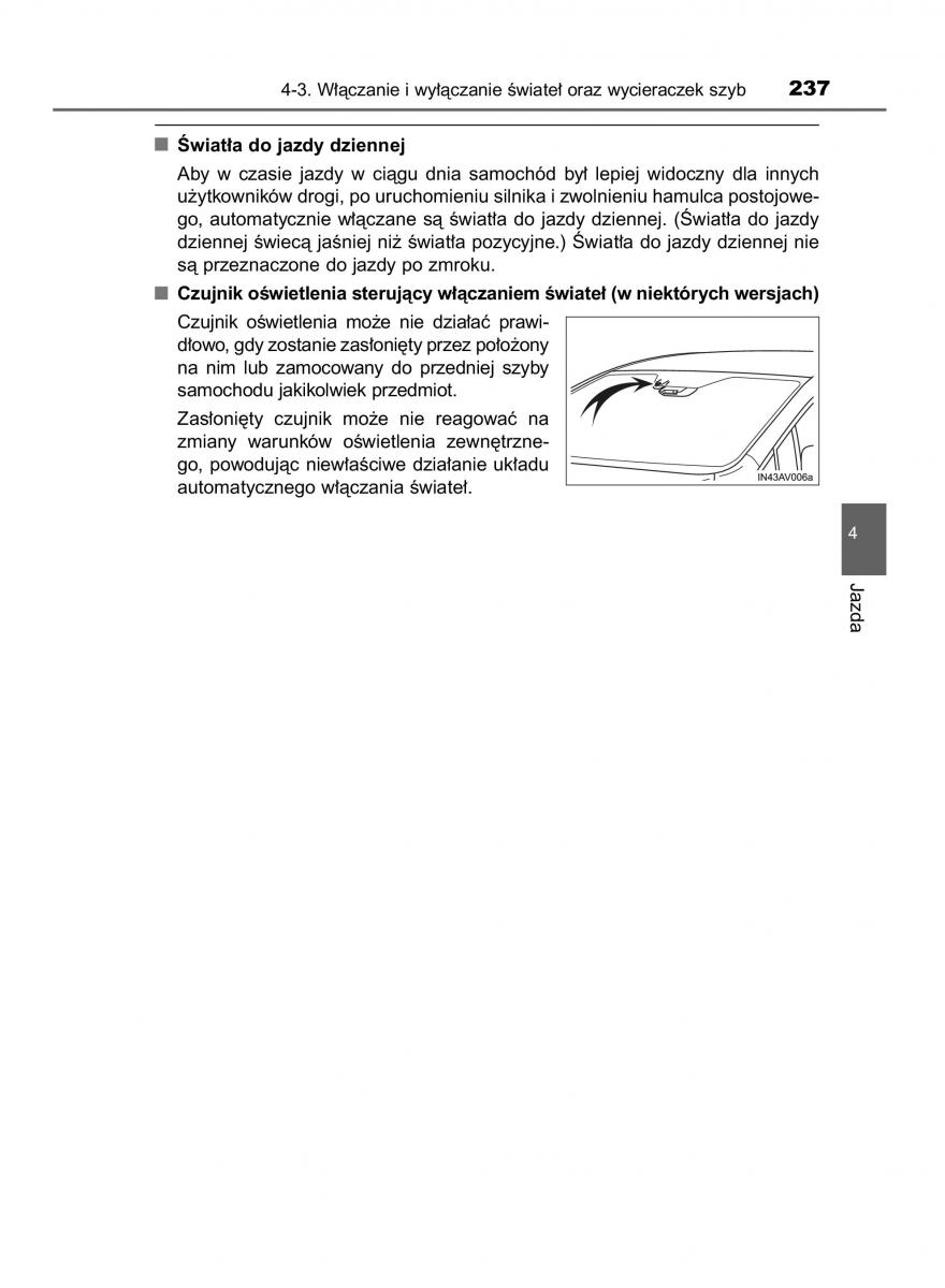 Toyota Avensis IV 4 instrukcja obslugi / page 237