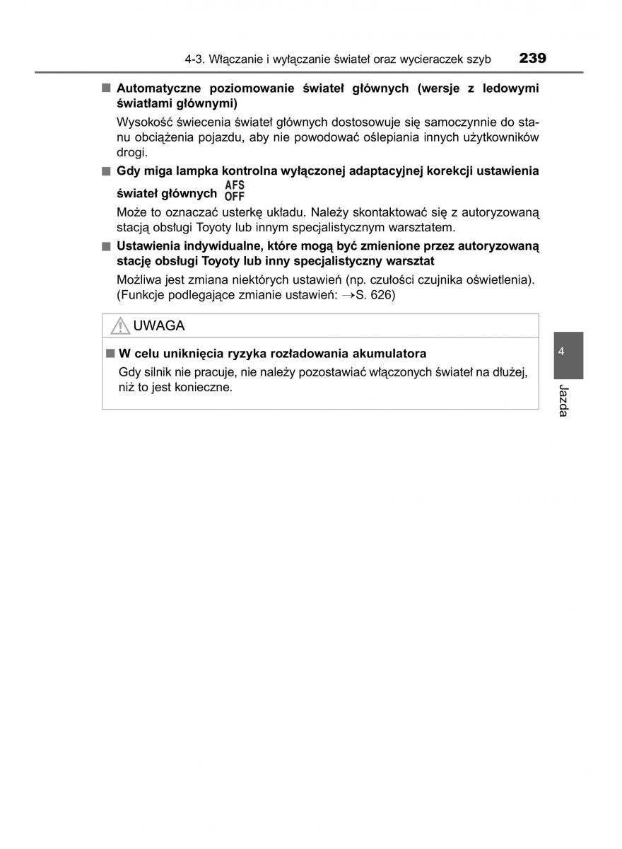 Toyota Avensis IV 4 instrukcja obslugi / page 239