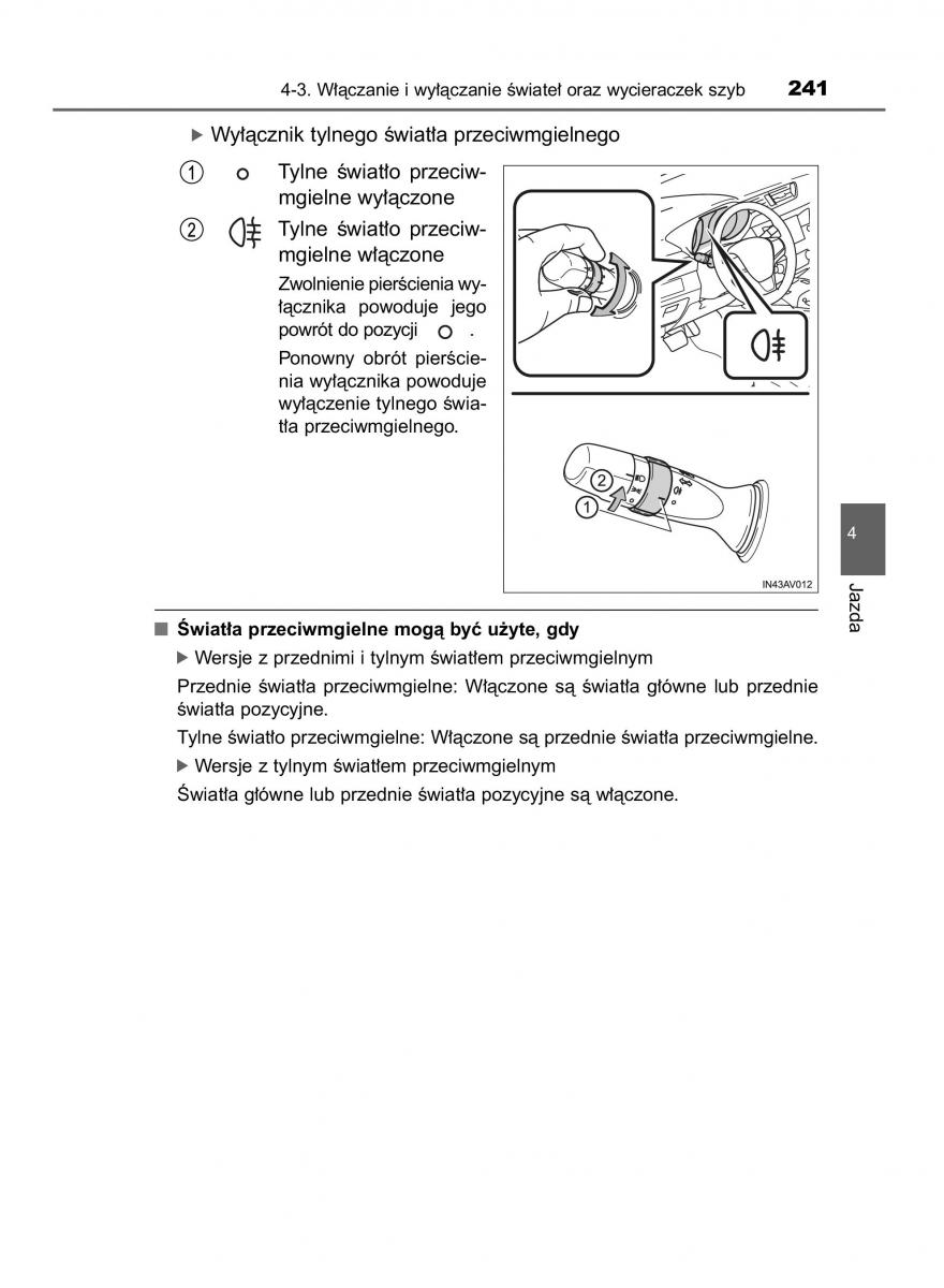 Toyota Avensis IV 4 instrukcja obslugi / page 241