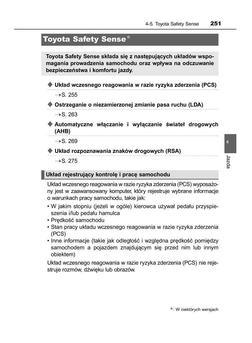 Toyota Avensis IV 4 instrukcja obslugi / page 251