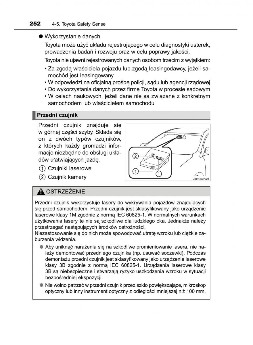 Toyota Avensis IV 4 instrukcja obslugi / page 252