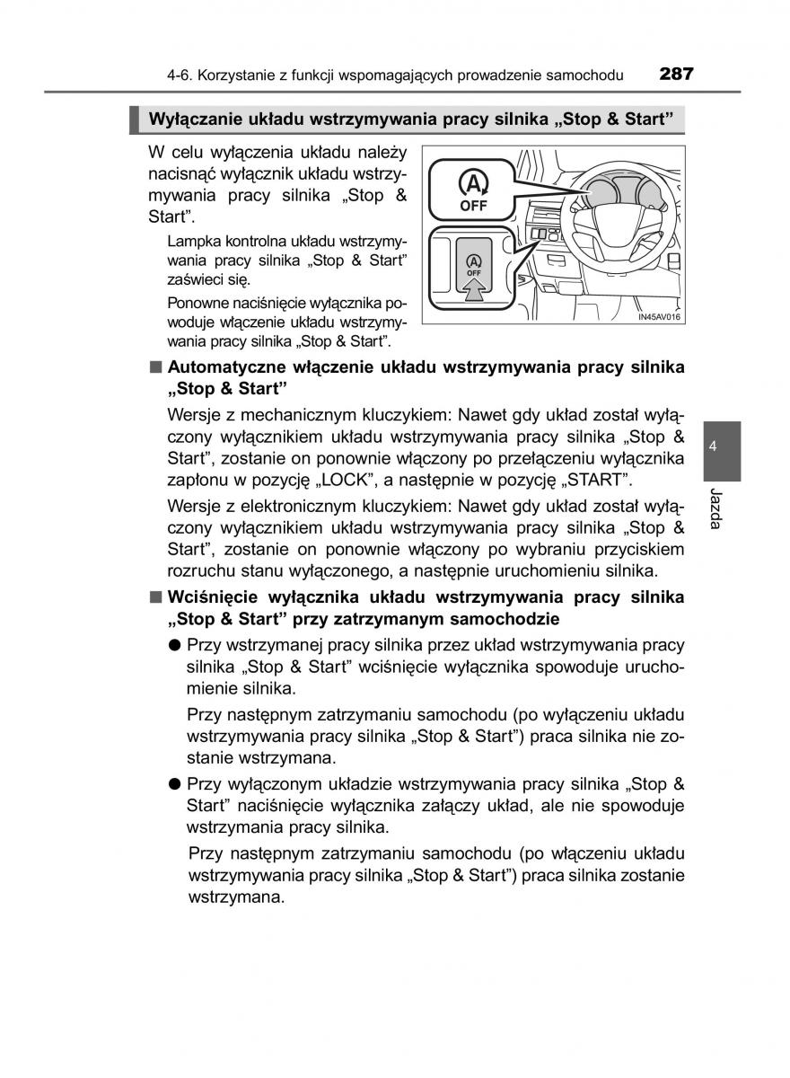 Toyota Avensis IV 4 instrukcja obslugi / page 287